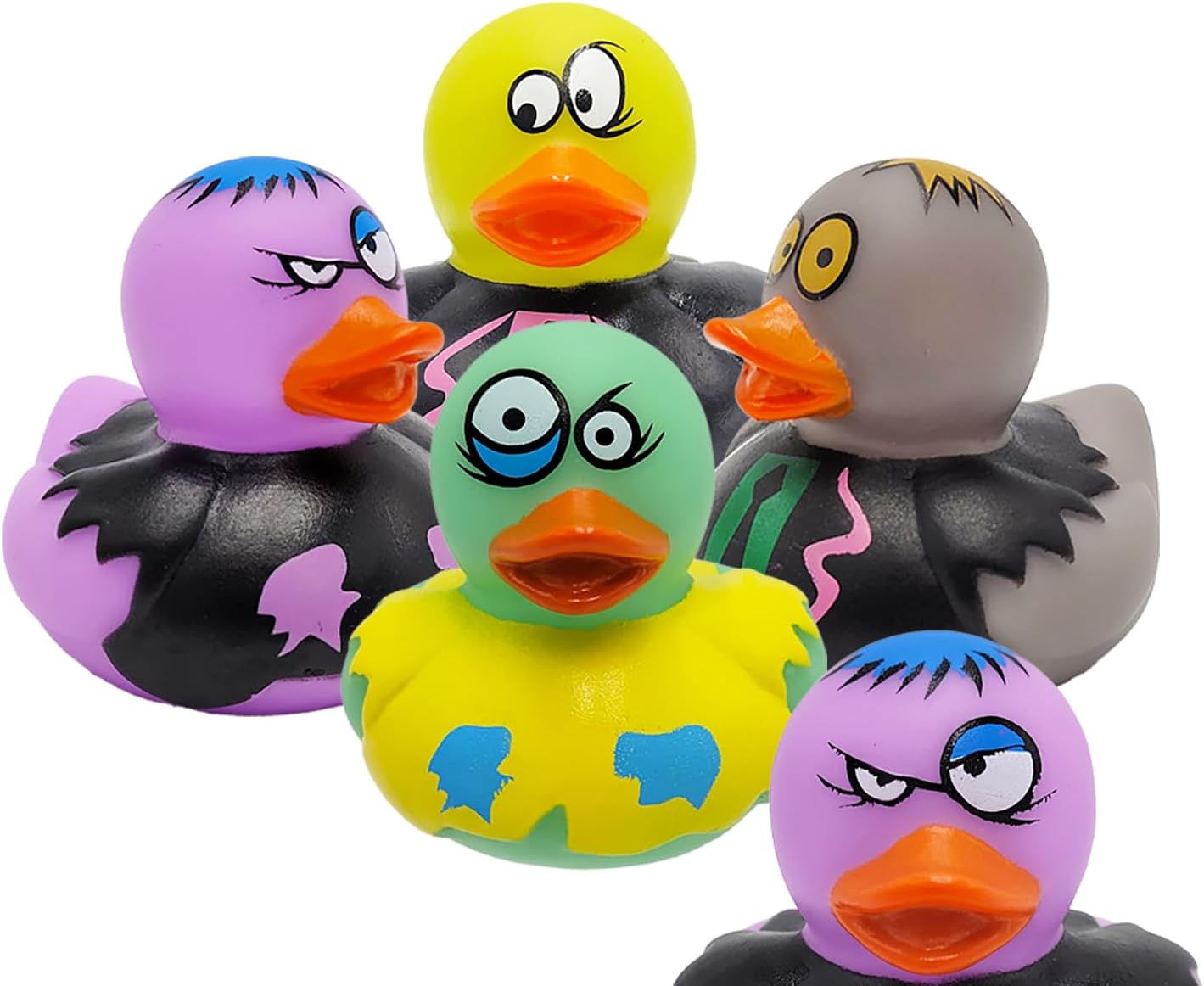 6-Pack Halloween Zombie Rubber Duck Toy Duckies for Kids, Bath, Birthday Baby Showers Summer Beach and Pool Activity, 2 Inches