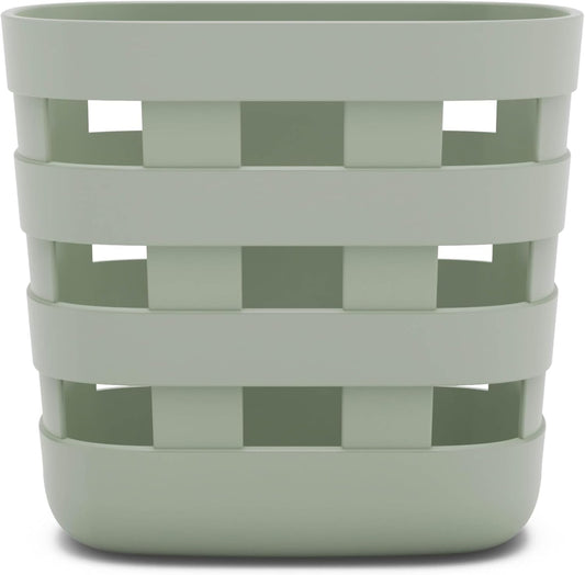 Lalo Bath Time Storage Bin - Keep Items Organized & Dry with Non-Toxic Plastic, Easy Cleanup, Removable Drying Bin, Woven Baby Organizer, Secure Wall Attachment, 9 x 5.5 x 8.5 in - Sage