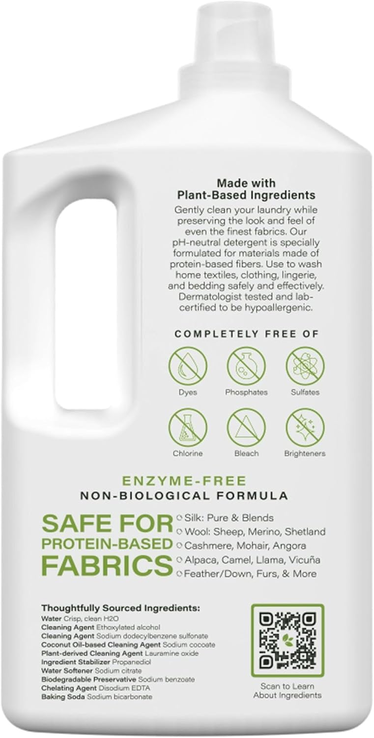 Heritage Park Silk & Wool Fragrance Free, Hypoallergenic, pH-Neutral Laundry Detergent - Dermatologist-tested, Sensitive Skin-Friendly, Enzyme-Free, Concentrated Up to 128 loads (64 fl oz)