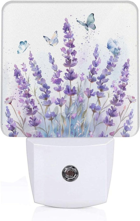 Led Night Light, Lanvender Butterfly Decorative Plug in Nightlights,with Smart Auto Dusk to Dawn Night Light for Bedroom, Kitchen, Nursery, Bathroom