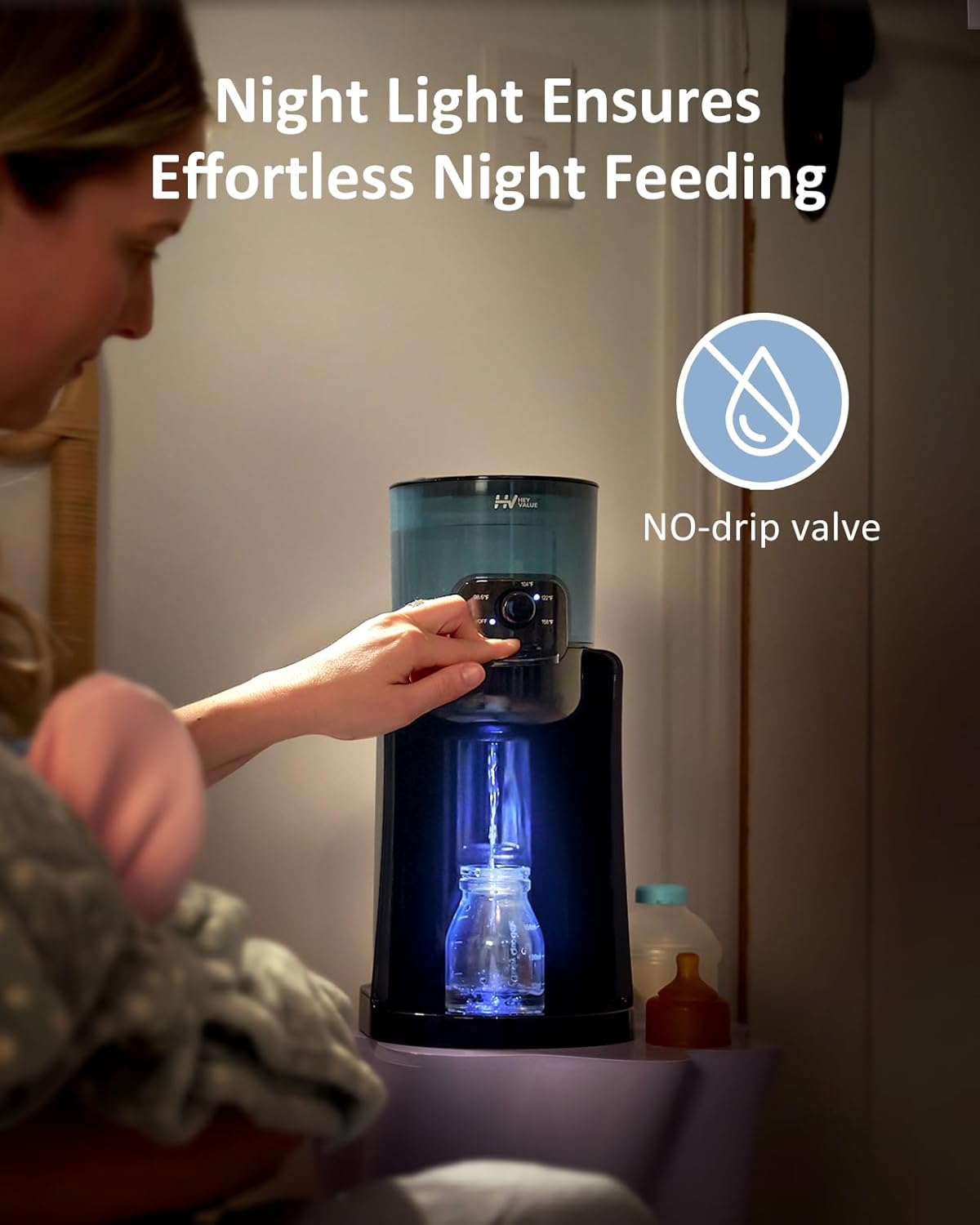 Water Warmer, HEYVALUE Baby Bottle Warmer, Formula Maker with Night Light, 4 Temperature Control & 72H Keep Warm, Detachable Tank, Instantly Dispenses Warm Water, Feed Baby More Easier and Healthier