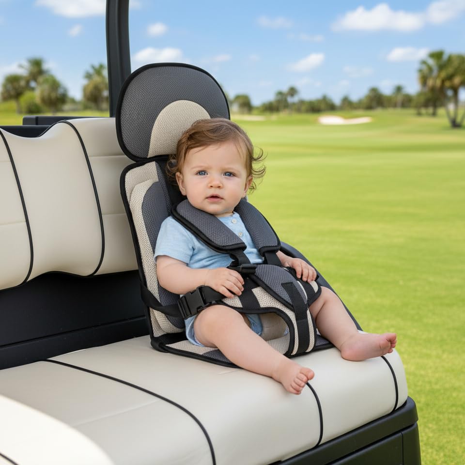 Portable Seat Booster for Kids, Foldable Travel Cushion with Non-Slip Design, Lightweight Baby Support Pad for Golf Cart, Airplane, and Home Chairs (Gray C)