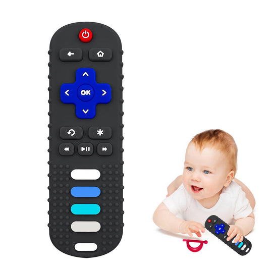 Baby Teething Toys, Food Grade Silicone Teethers for Babies 3-6 Month, 6-18 Months, TV Remote Control Shaped Teething Toy, Chew Toys for Boys and Girls Teether Toys, Freezer BPA Free
