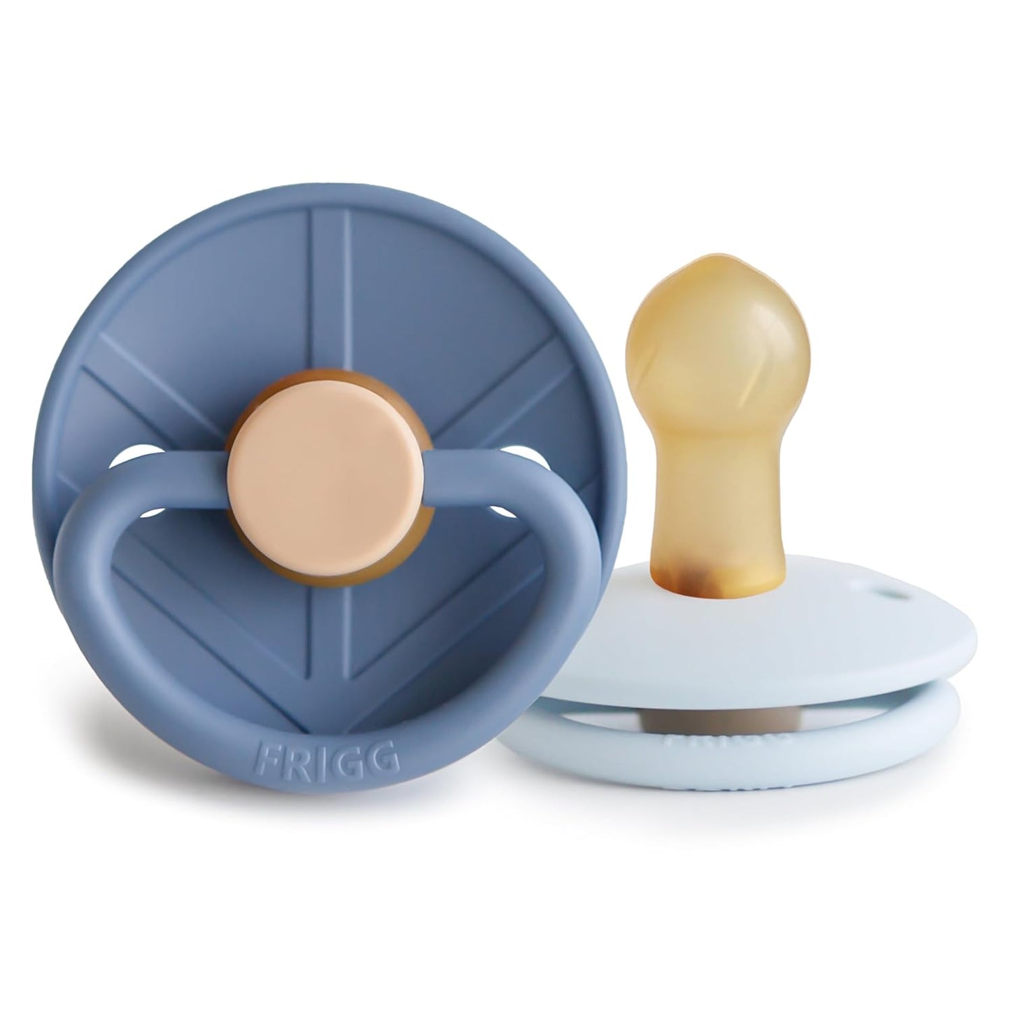 FRIGG Little Viking Natural Rubber Baby Pacifier 2-Pack | Made in Denmark | BPA-Free (Ocean View/Powder Blue, 0-6 Months)