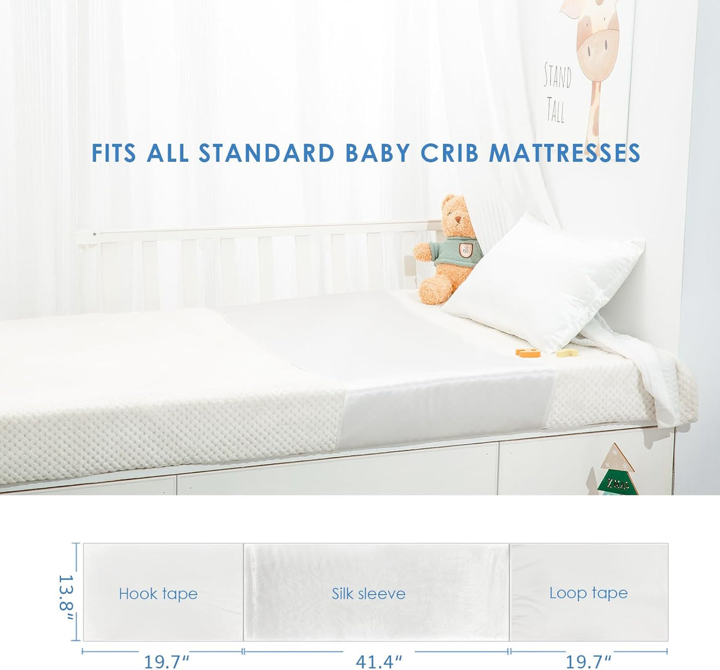 PROMEED 23 Momme Silk Crib Slip for Baby Hair, No More Bed Head and Baby Bald Spots, 100% Silk Crib/Bassinet Sheets for Baby Boy/Girl (White)