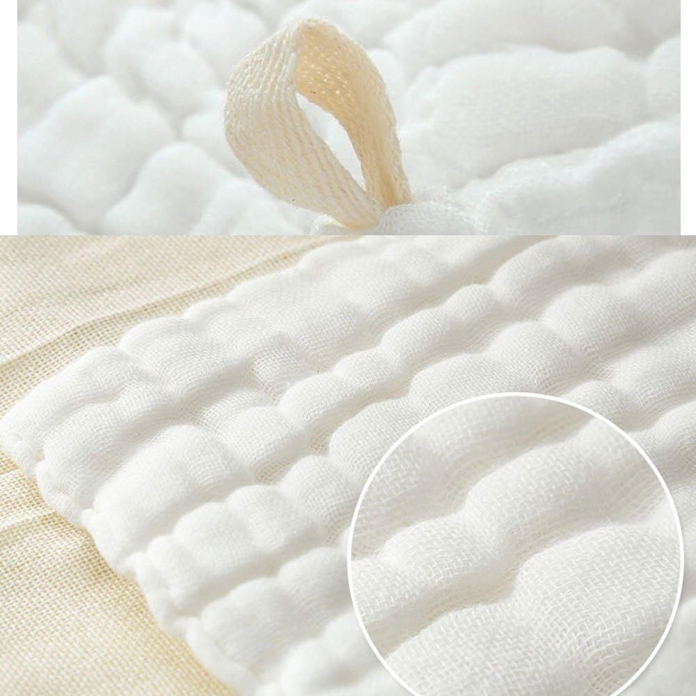 MUKIN Baby Muslin Washcloths, Natural Cotton, Soft Newborn Face Towel, 5 Pack, 12 x 12 inches (White)