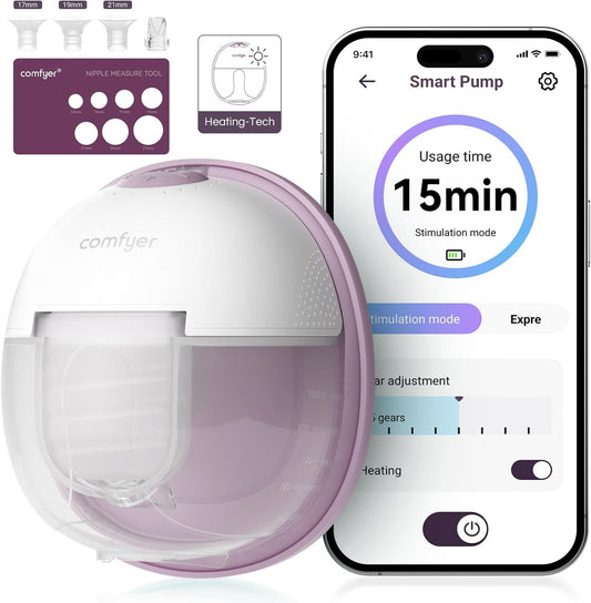 Heated Wearable Breast Pump, Industry-Leading Heating Tech, Innovative Magnetic Charging Cable, App Control, Anti-dust Cover, Hospital-Grade Suction, 1 Pack