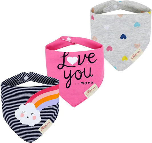 JN&LULU 3 Pack Newborn Baby Bibs Bandana Drool Bibs for Drooling Cotton Baby Gifts