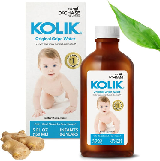 KOLIK Original Gripe Water - Baby’s Colic Relief With Ginger & Dill Oil - Gripe Water For Babies & Infants - Baby Gas Relief For Stomach Discomfort & Hiccups - Newborn Essentials - 150ml (5 fl. oz.)