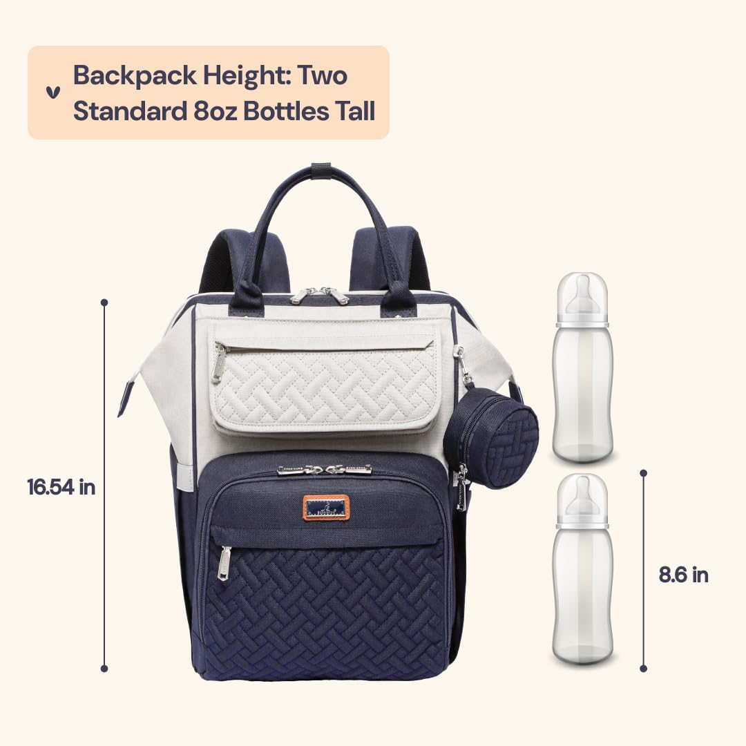 BabbleRoo Diaper Bag Backpack, Multifunction Large Bags with Changing Pad & Stroller Straps Pacifier Case, Unisex Stylish Travel Back Pack Nappy for Moms Dads (Stone Gray Blue)