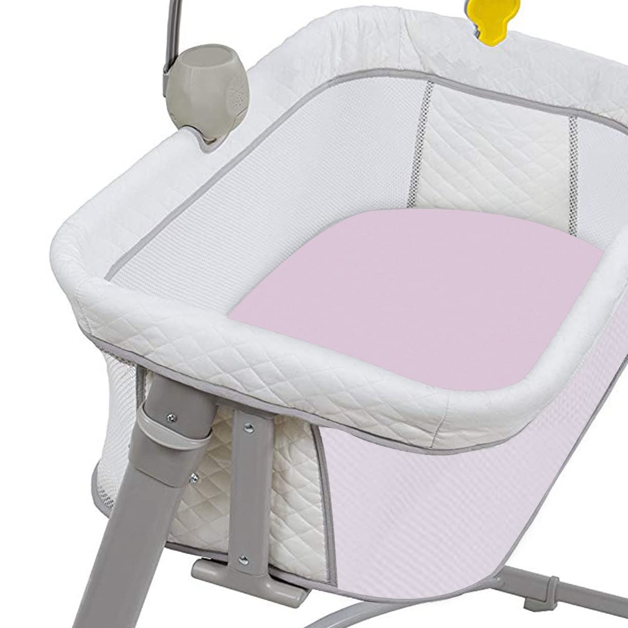 CaSaJa 3 Pack Bassinet Sheet Set, Silky Soft Handfeel with Comfy Napping Surface for Baby Skin, Flexible Fits Various Kinds of Cradle and Bessinet Mattress Up to 15" x 30", Lilac + Pink + Light Grey