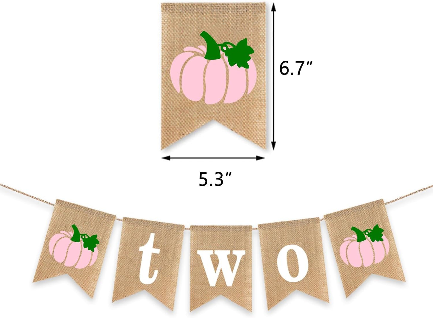 Two Pumpkin Banner 2nd Birthday Party Decoration Little Pumpkin Fall Autumn Second Birthday Highchair Burlap Garlands Pink