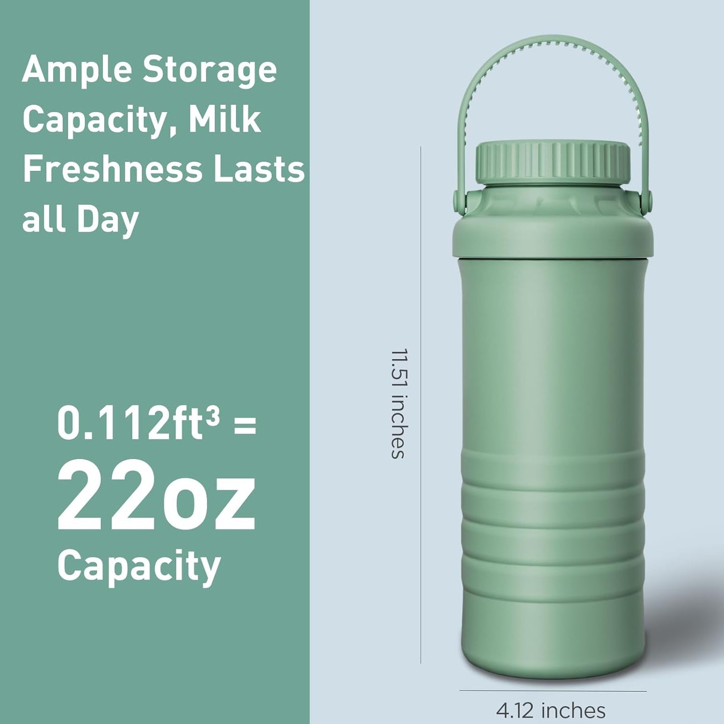 Portable Breast Milk Cooler Bottle - 22oz Breastmilk Chiller for Outdoor Travel Mom, Keeps Milk Fresh Cooling for 24 Hours, Breastfeeding Essentials with 2pcs Bottle for Breastmilk Storage