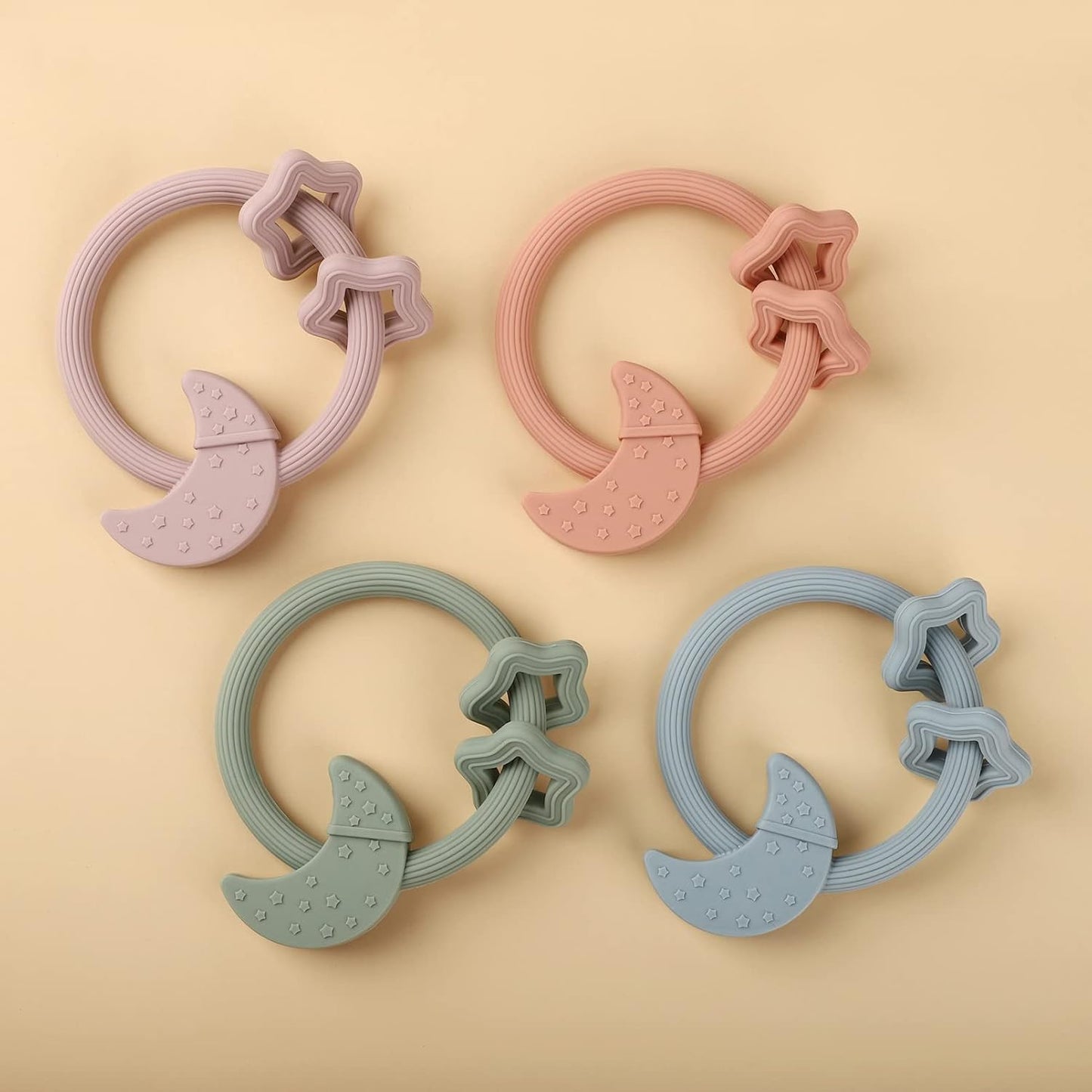 Silicone Baby Teething Toy, Silicone Baby Teether for Babies 3 Months+, BPA Free, Boys Girls Shower, Birthday, Christmas Gifts (Cotta)