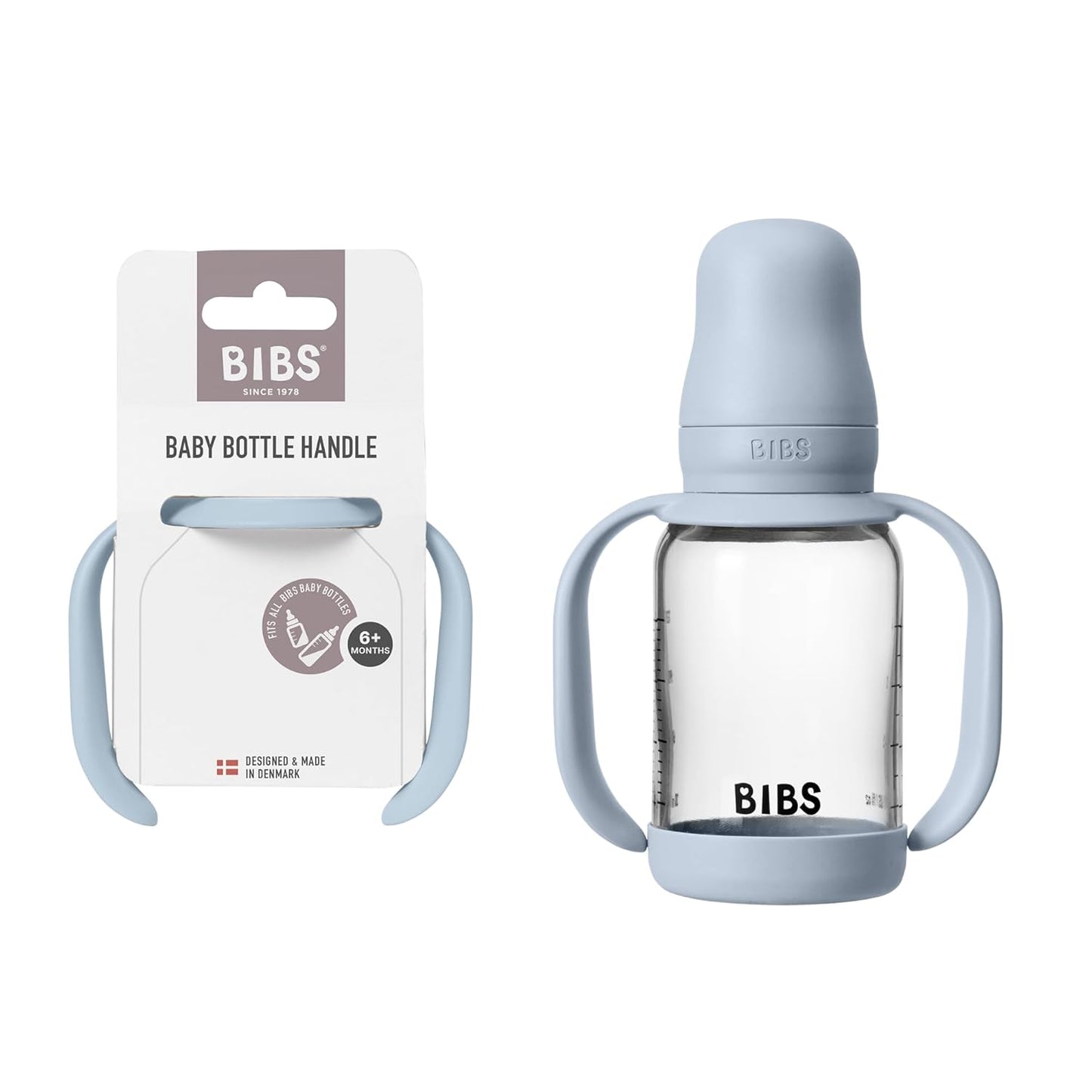Bibs | Baby Bottle Handle | Easy & Comfortable Grip | Non-Slip Surface | BPA-Free | Dishwasher Safe | BIBS Baby Bottle Accessories | Ages 6+ Months | Baby Blue
