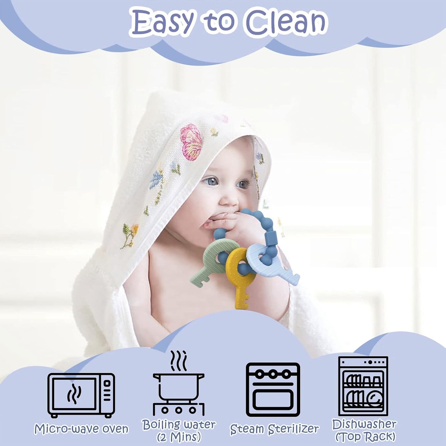 YAPROMO Silicone Teether Toys for Babies Cute Teething Ring Unisex Teething Toy for Baby Boy and Girls (Wine Red)