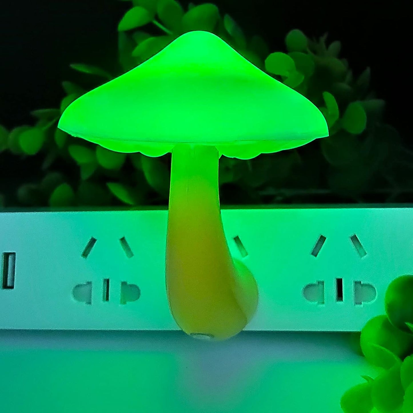 2 Pack LED Mushroom Night Lamp Plug In Mini Magic Night Lights for Adults & Kids - Green