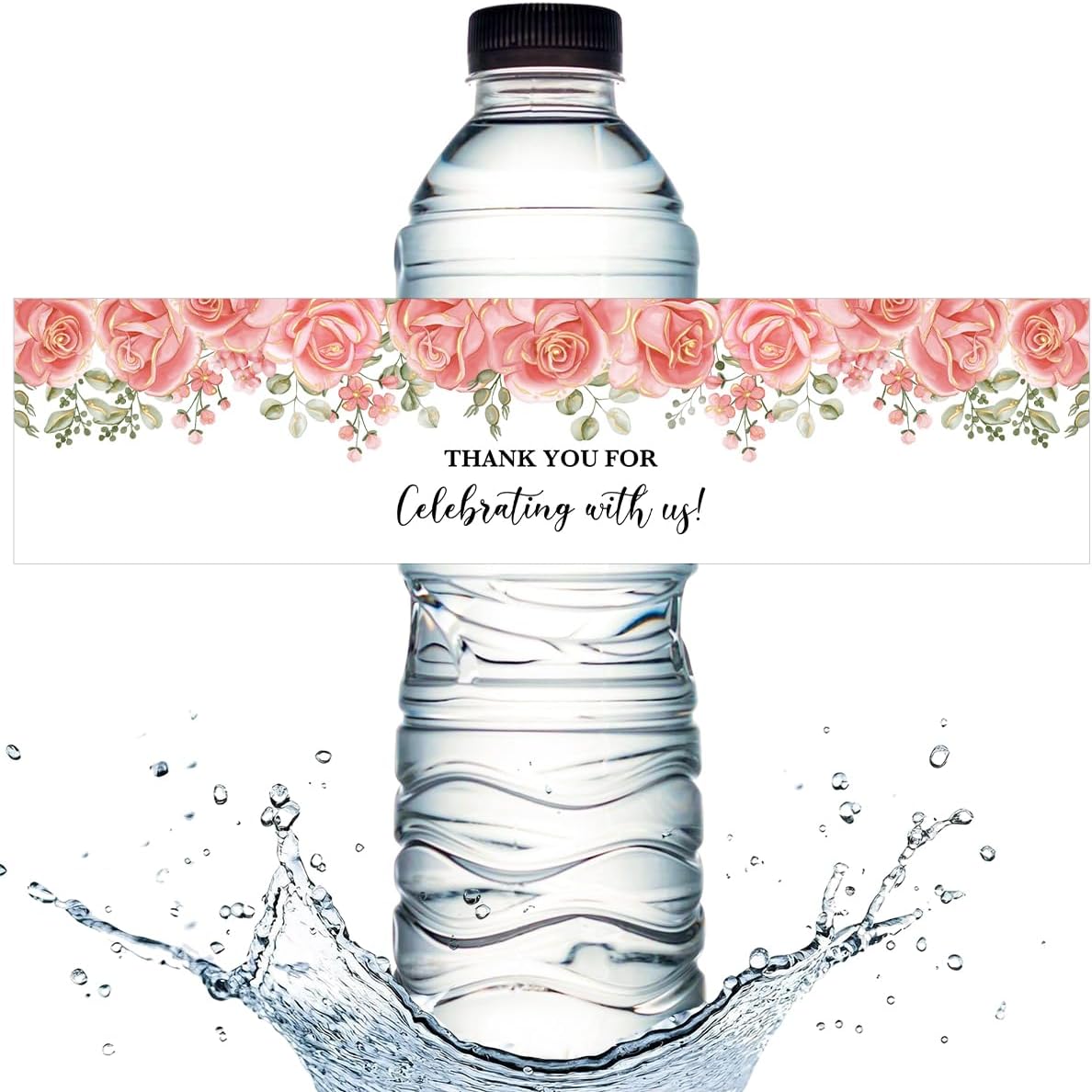 100PCS Wedding Water Bottle Labels Waterproof Greenery Floral Wraps Sticker for Water Bottle Baby Shower Bottle Label for Bridal Shower Party Thanks A09