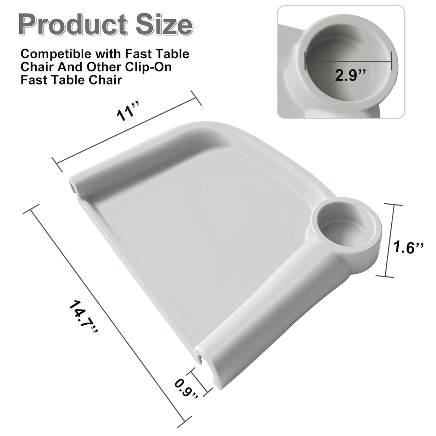 Silicone Baby Dining Tray Compatible with Inglesina Fast Table Chair and Hooked High Chair, Easy to Carry Set Up & Clean BPA-Free Great for Developing Your Baby's Independent Eating Skills - Gray