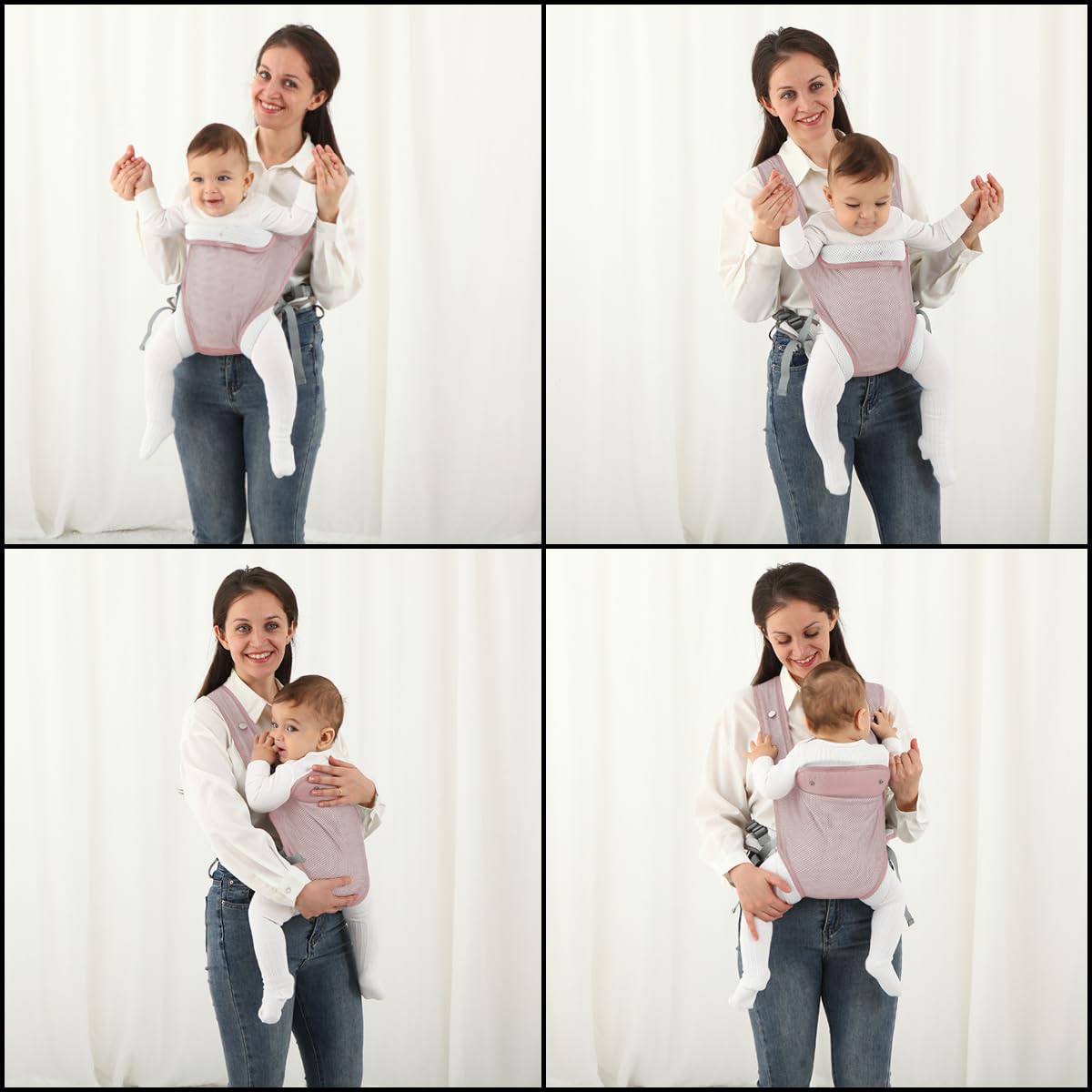 Baby Carrier Newborn Wrap,Ergonomic Infant Soft Carriers for Toddler 7-45 lbs,Adjust Back Strap/Waist Belt,4-in-1 Babe Carrier Front&Back,for Hiking Travel or Everyday Family Events-solid color (Pink)