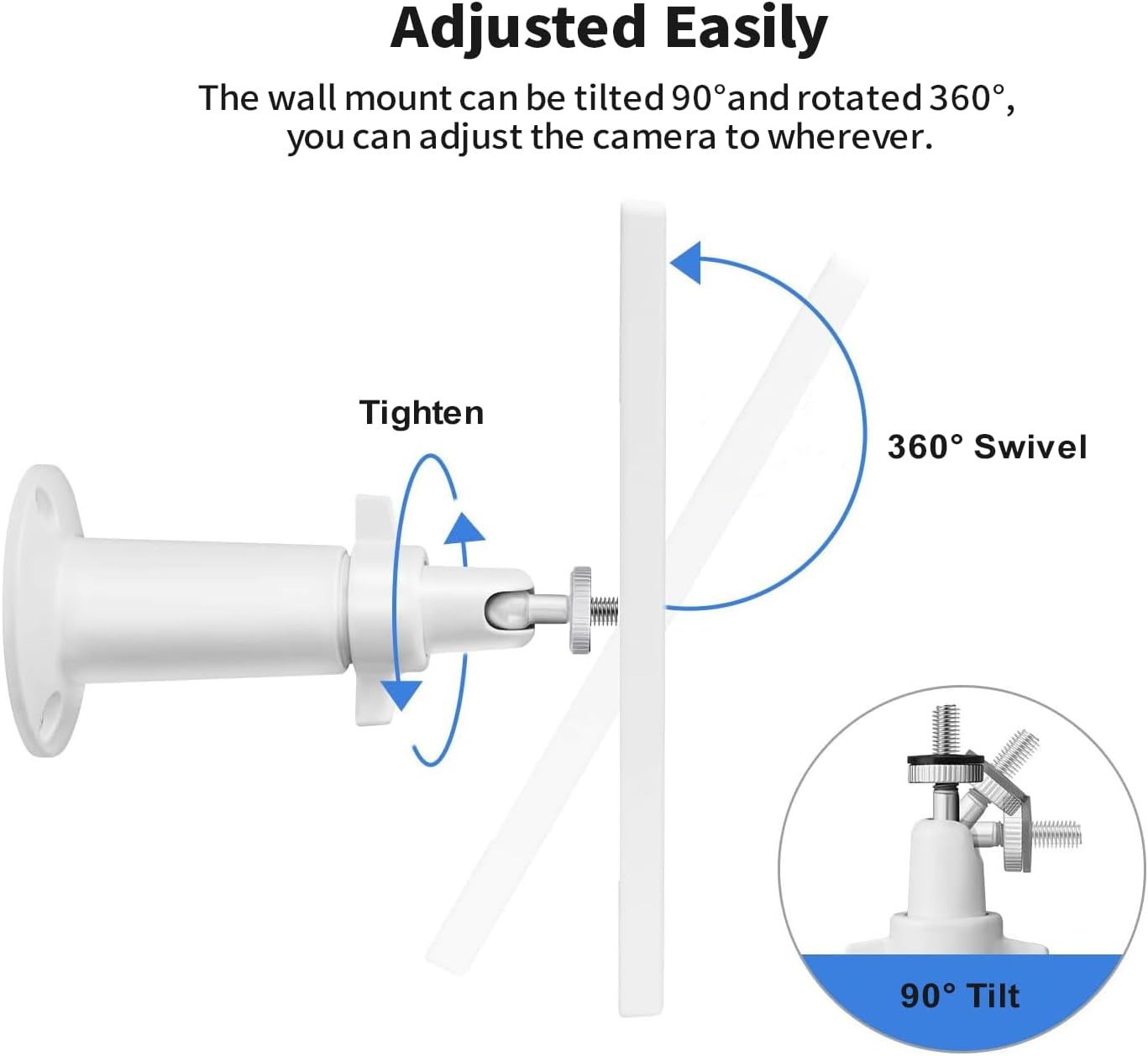 Universal Baby Monitor Wall Mount Holder, Compatible with HelloBaby HB65/HB6550/HB6558/HB66/HB248, ANMEATE SM935E/SM650/Bonoch/ChildsFarm/Eufy Baby Monitor, Adjustable Aluminum Alloy Mount, White