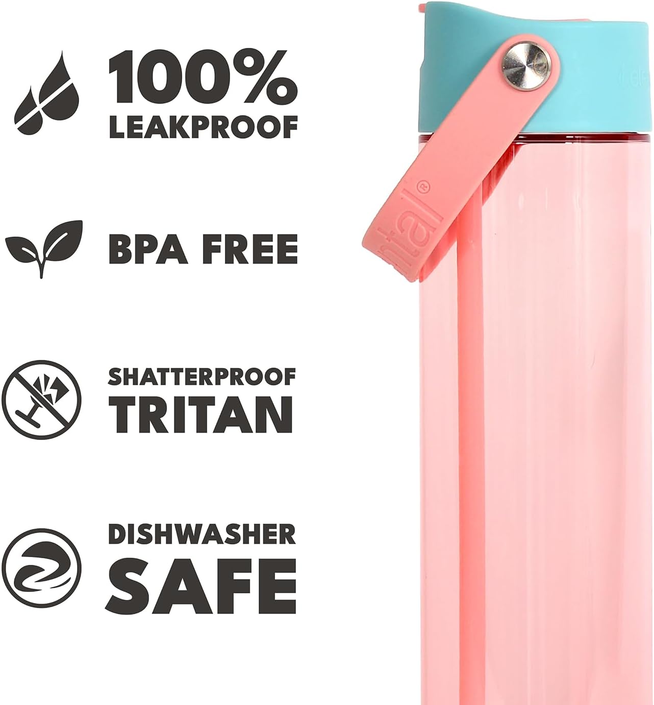 Elemental Splash Water Bottles - BPA-Free Tritan Plastic Reusable Water Bottle with Strap - Ideal for Gym and Sports Leak Proof when Spout is Closed - Cotton Candy & Berry Blast - 26oz (2 Pack)