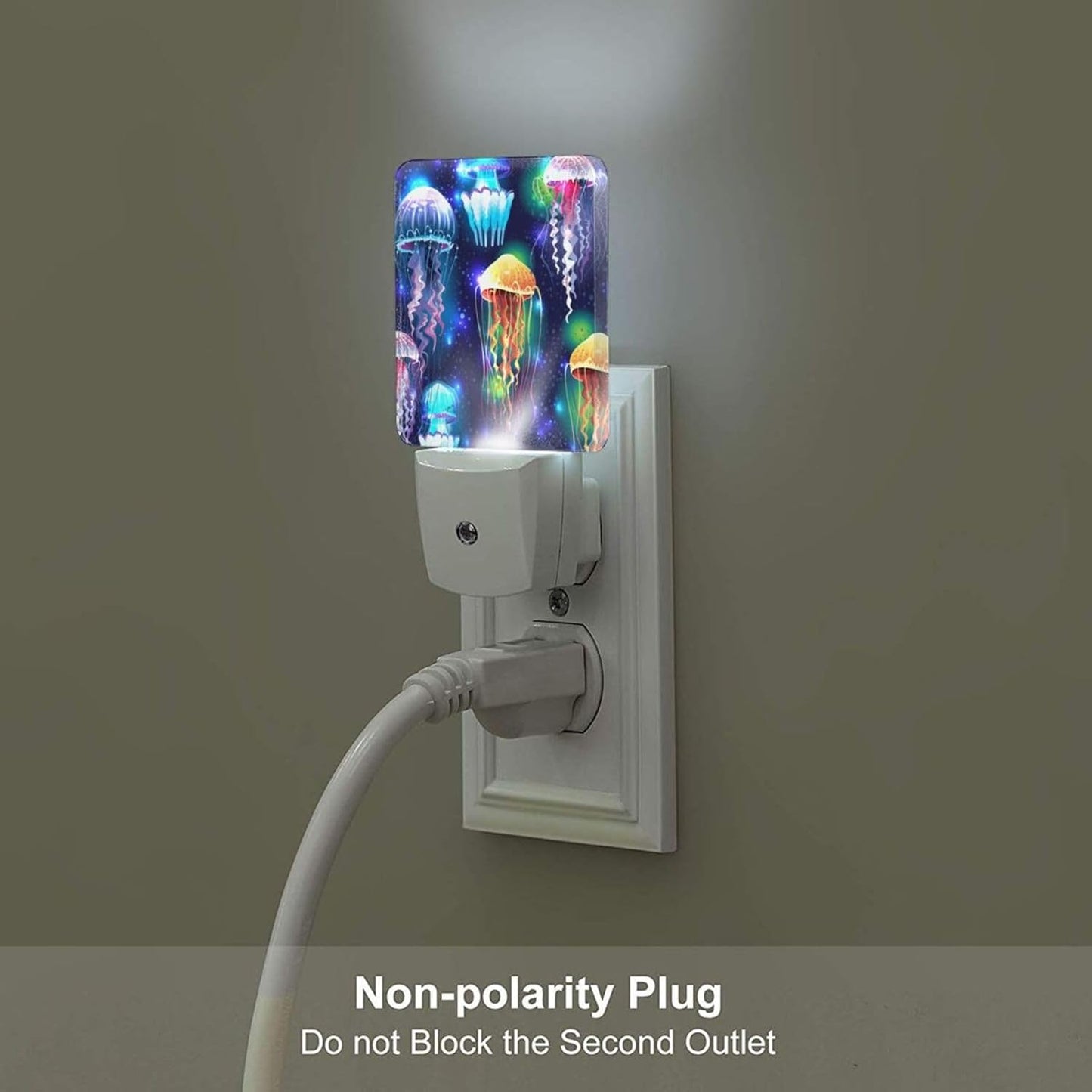 Glowing Jellyfish Night Light,Plug-in Night Lights with Dusk to Dawn Sensor for Stairway,Hallway,Bedroom Sleep Friendly Ideal for Women/Girls/Boys Gift,0.5w