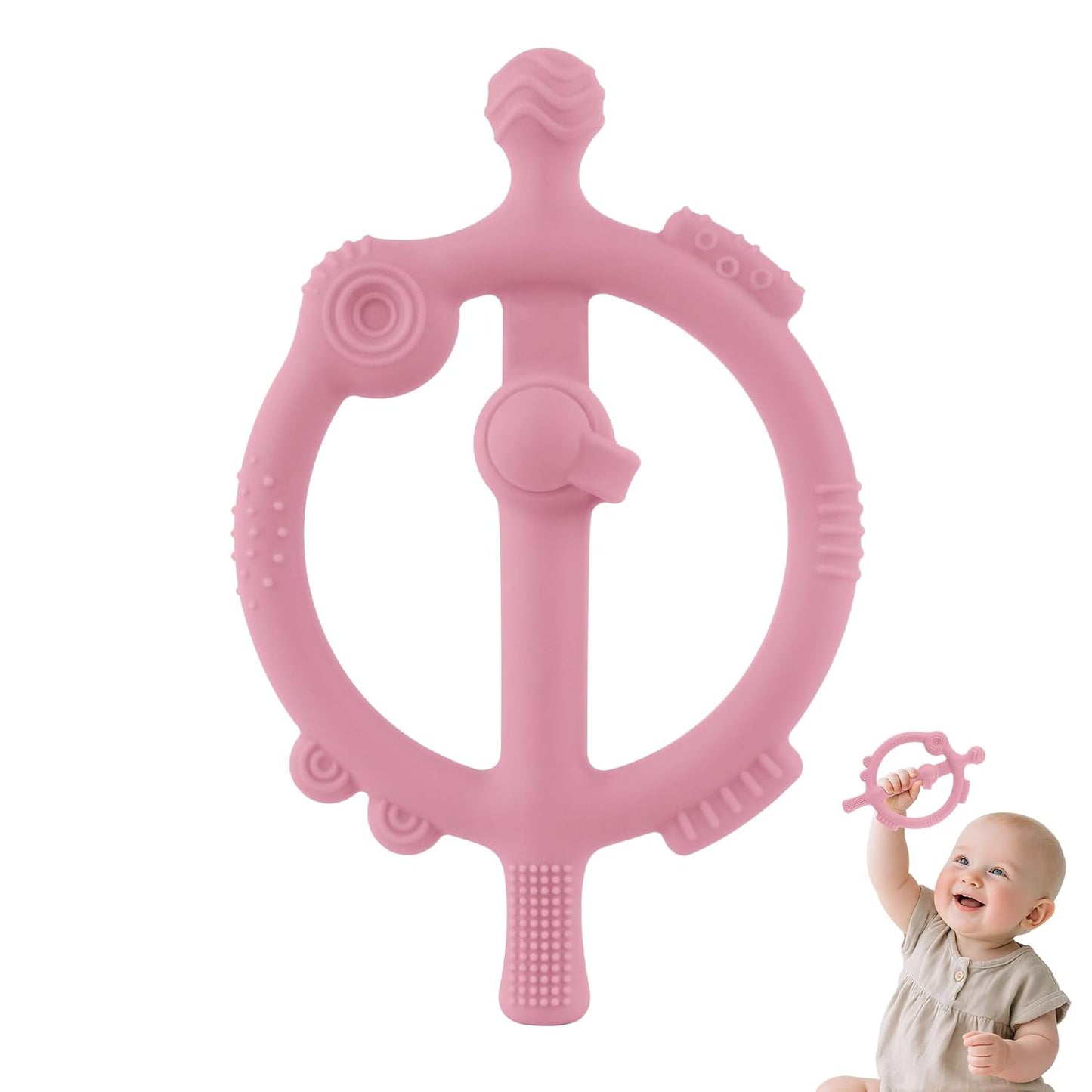 Chuya Baby Teething Toys with Easy-Hold Ring Sticks Baby Teether Toy for 3-6-12-24 Months Babies Infant Cooling Sore Gums Teething Relief, Silicone Sensory Toys BPA Free