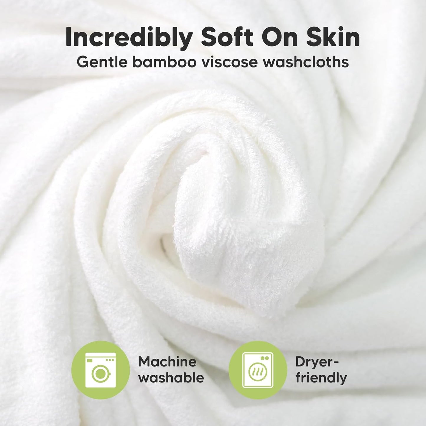 6-Pack Baby Washcloths - Soft Absorbent Viscose from Bamboo Wash Cloths for Babies, Kids, Toddlers, Infant, Newborn Bath Towels, Gentle on Sensitive Skin, 10x10 Reusable Face Towels (Dove)