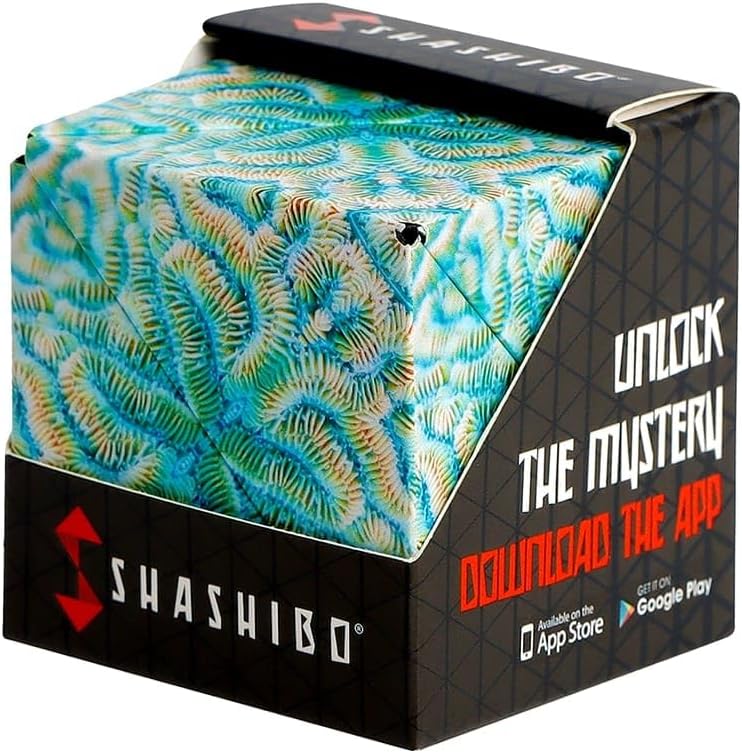 Shashibo Shape Shifting Box - Award-Winning Fidget Toy w/ 36 Rare Earth Magnets - Fidget Cube Transforms Into Over 70 Shapes, Sensory Toy Gift for Kids, Teens, and Adults (Undersea)