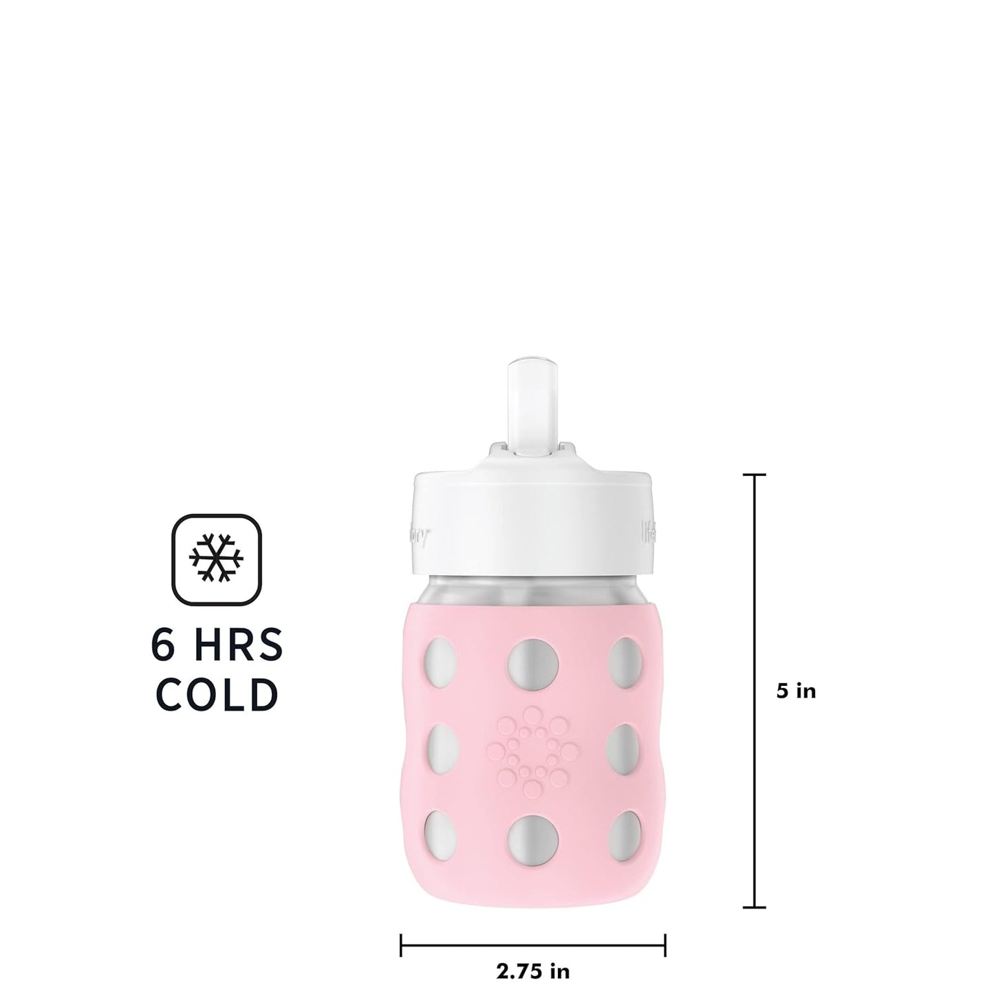 Lifefactory 8-Ounce Stainless-Steel Vacuum-Insulated Wide-Neck Baby Bottle with Straw Cap, Desert Rose, LS2241WDR4