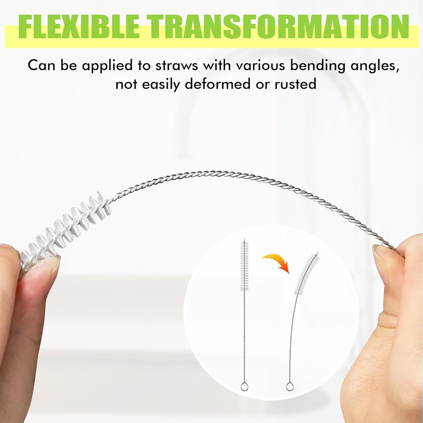 INVODA Nipple Brush 4PCS Sponge Bottle Brushes with 4 PCS Straw Brush Baby Bottle Nipple Cleaner Brush Long Handle Detachable Nipple Brushes (White)