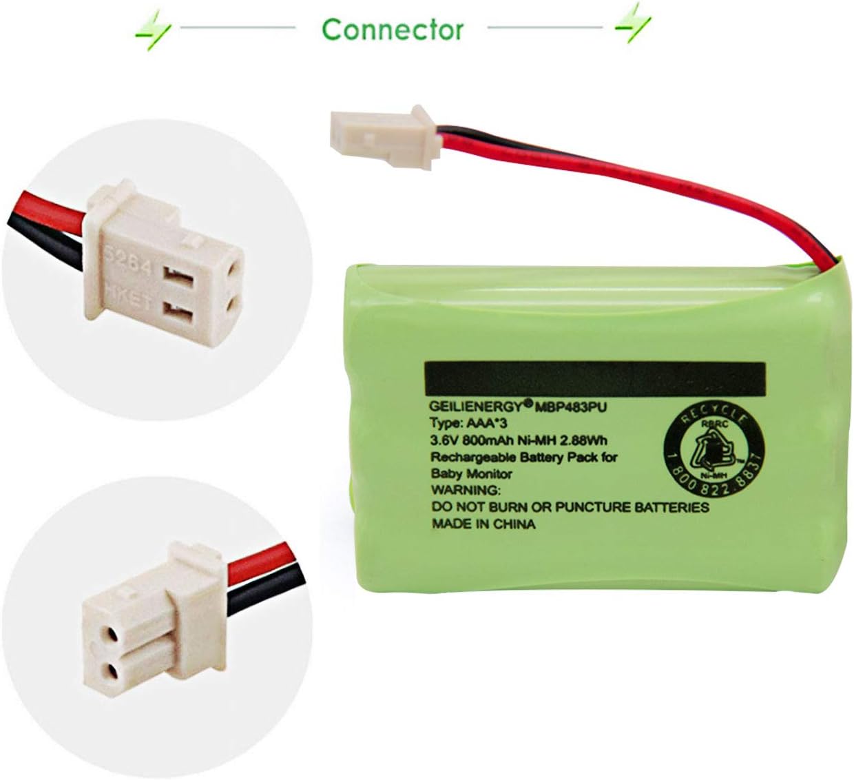 GEILIENERGY 3.6V Battery Compatible with Motorola Baby Monitor MBP33XL,Also Compatiblre with BT188645/BT288645(2 Pack)