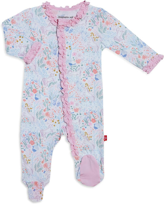 Magnetic Me Girls Modal Magnetic Baby Footie Pajamas | Silky Soft Modal Fabric | Baby Sleepers Available Sizes PRE - 24M