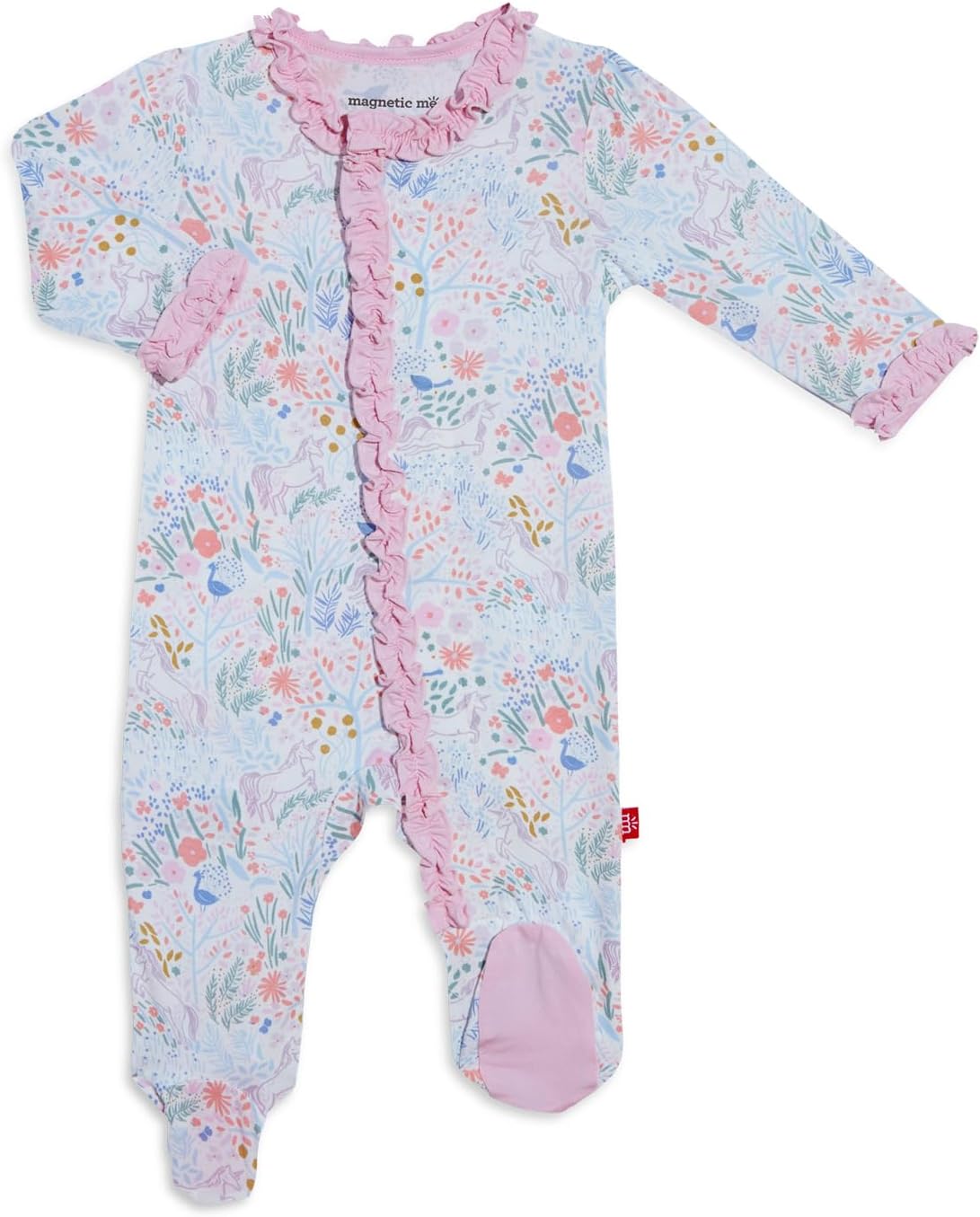 Magnetic Me Girls Modal Magnetic Baby Footie Pajamas | Silky Soft Modal Fabric | Baby Sleepers Available Sizes PRE - 24M
