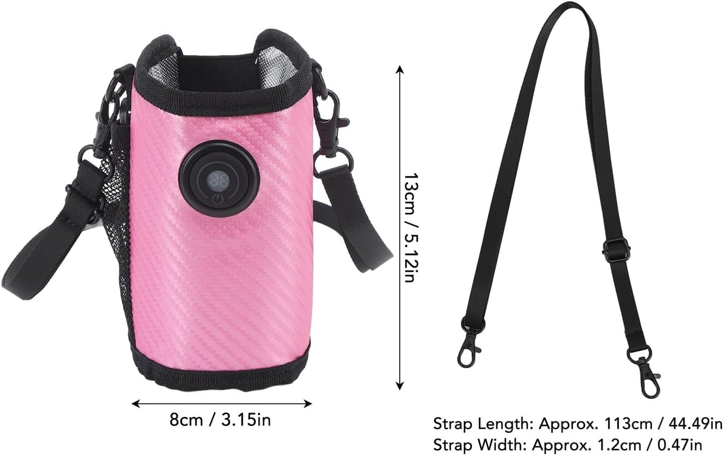 SIXRUN Baby Milk Bottle Warmer Bag, Portable Baby Bottle Heater with 23 Levels of Temperature Control (Rose Red)