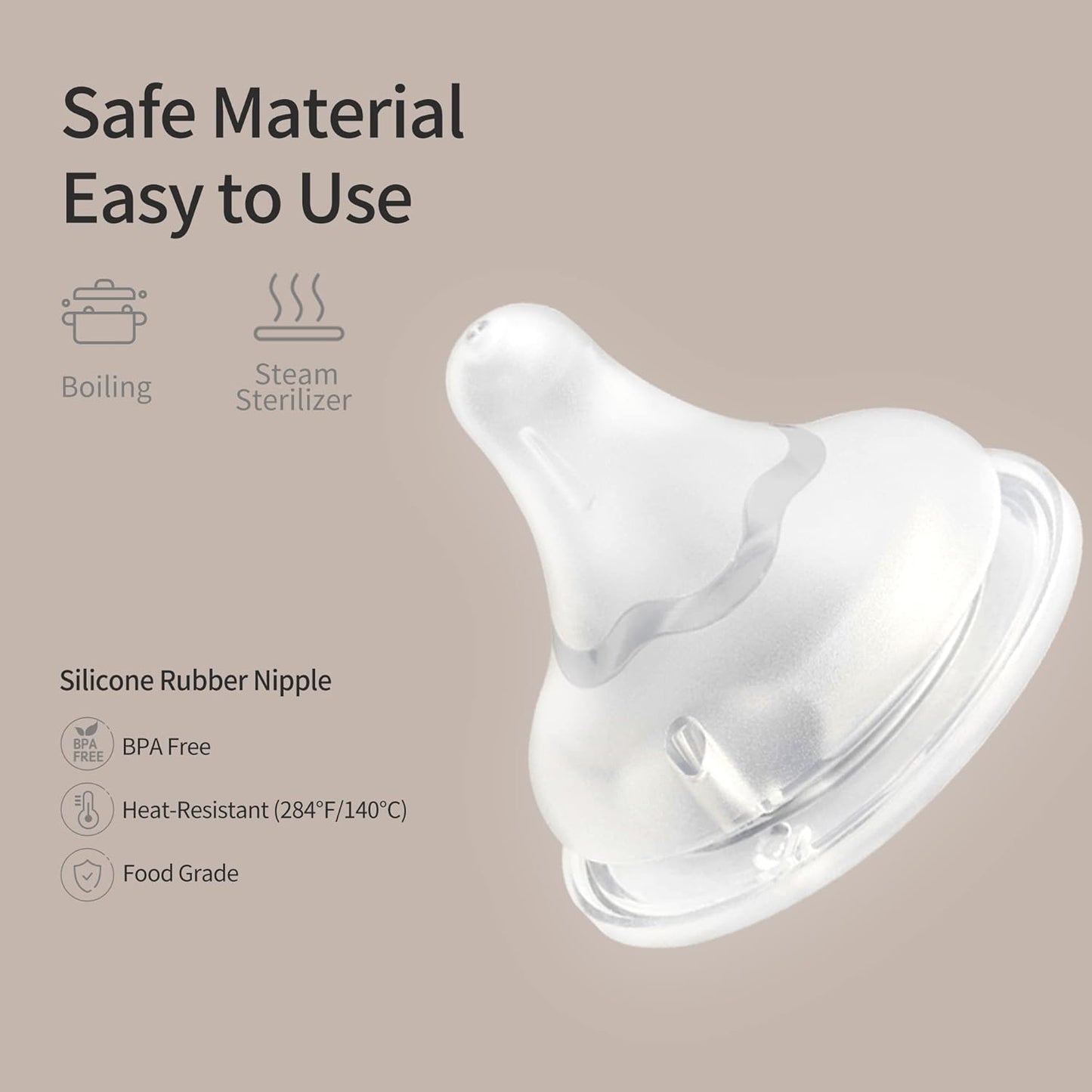 Pigeon Silicone Nipple (Stage 1) with Latch-On Line, Nurture & Nest, Natural Feel, 0+ Months, 3 Counts