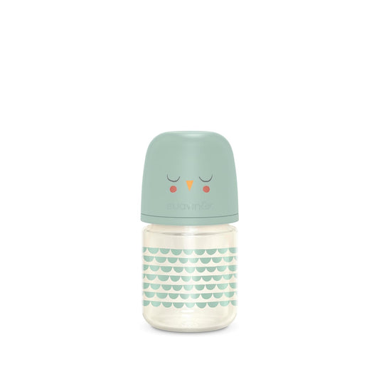 Suavinex Bonhomia Glass Baby Bottle with SX PRO Silicone Nipple, Anti Colic Baby Bottles, Baby Bottles for Breastfed Babies, Slow Flow, 0mo, 4oz, Mint