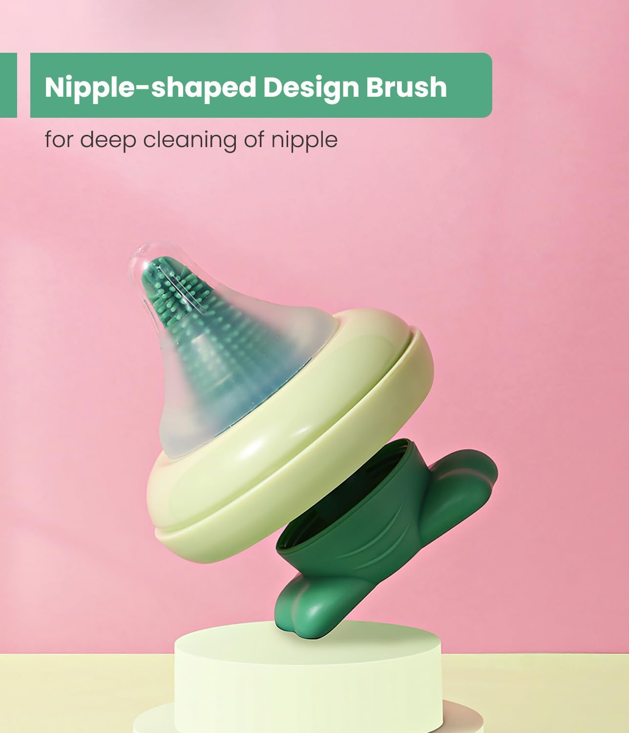 5-in-1 Baby Bottle Brush Set, Bottle Brush for Baby, Baby Bottle Scrubber, Including Silicone & Nylon Bottle Brush, Bottle Cap Brush, Straw Brush, Nipple Brush, BPA-Free (Green)