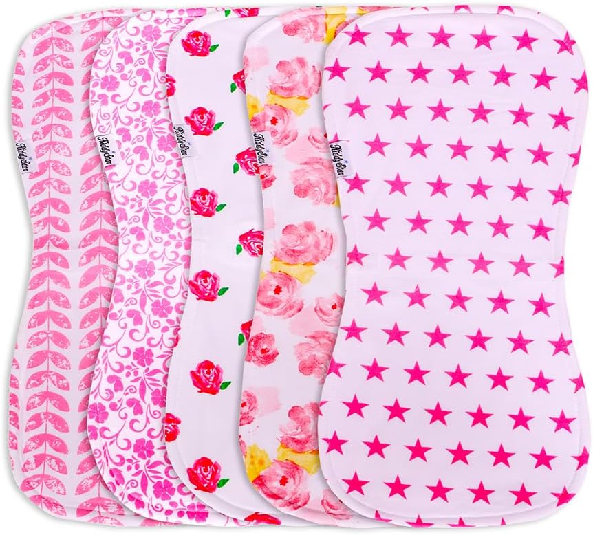 5-Pack Organic Cotton Burp Cloths – Large, Ultra-Soft 3-Layer Towels for Burping, Shoulder & Hand Use, Highly Absorbent