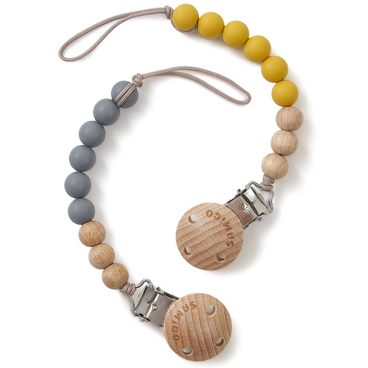 SAMiGO Pacifier Clips Holders Silicone Paci Binky Clips for Baby Boys - 2 Pack