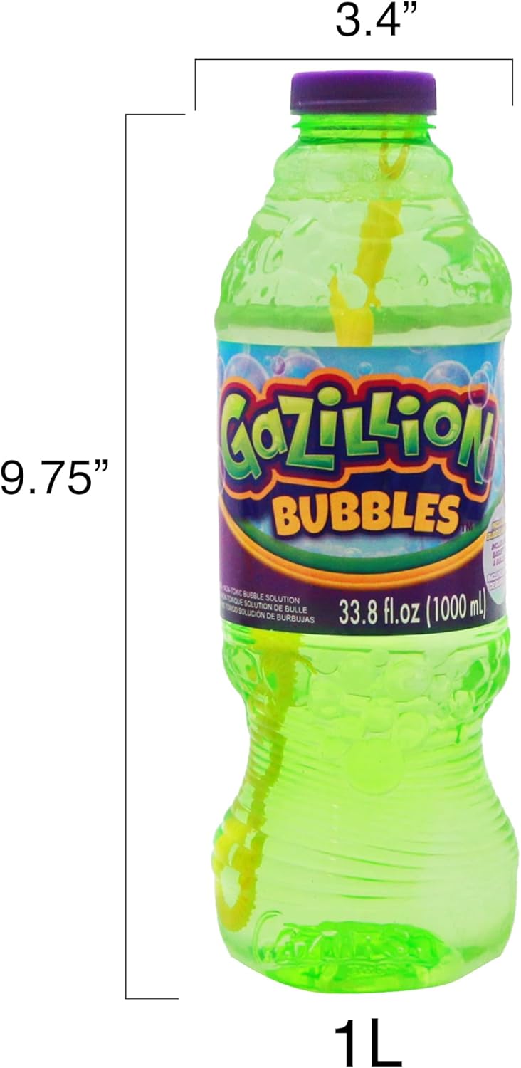 Gazillion Bubbles, Original Bubble Solution 1L - Create Bubbles with Premium Formula & 7-in-1 Bubble Wand - Non-Toxic & Safe