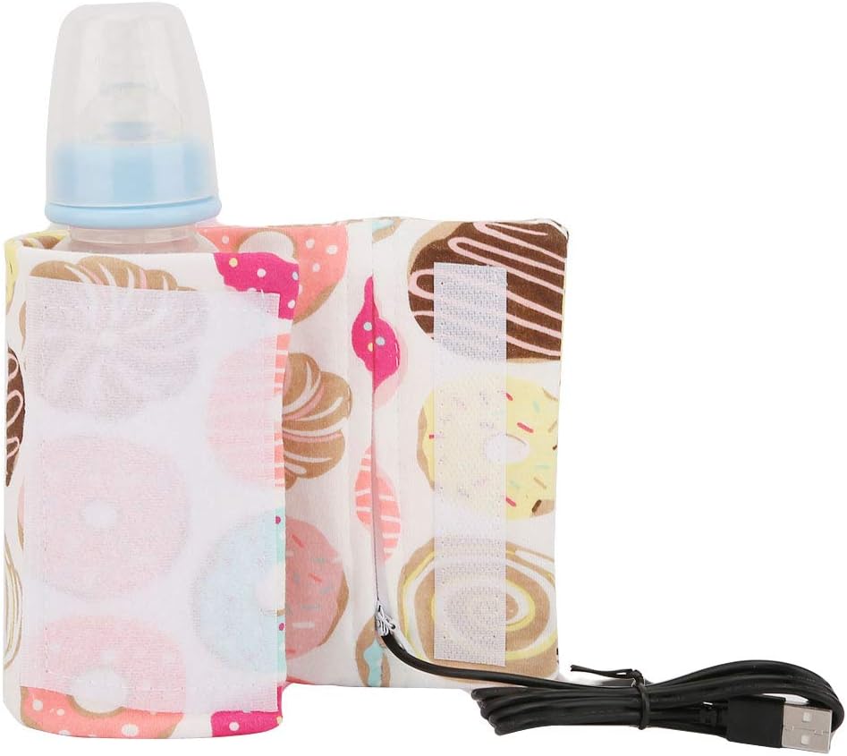 USB Baby Feeding Bottle Warmer Portable Cartoon Milk Bottle Travel Heater Portable Milk Bottle Heating Warmer Compatible with Many Kinds of 5V 2A USB Devices(Donut, 12)