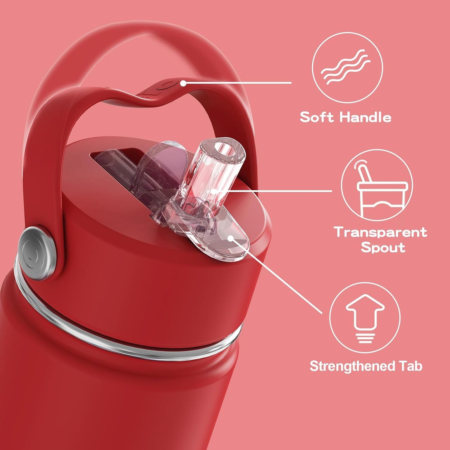 OISIZ Kids Water Bottle with Straw Lid 14oz, Vacuum Insulated 316 Stainless Steel Water Bottles for Kids for School, Leakproof Water Bottle, BPA Free and Keep Cold for 24 Hours