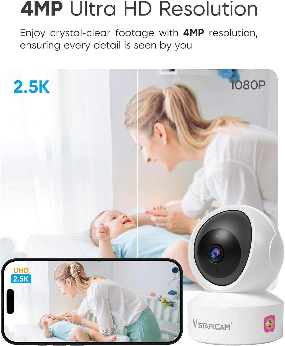 VSTARCAM 5G Security Camera Indoor, 4MP 2.5K Pet Camera with Speaker for Dog/Cat, Baby Monitor with Phone App, Dual-Band WiFi, Auto Tracking, IR Night Vision, 2-Way Talk, Cloud & SD Card Storage