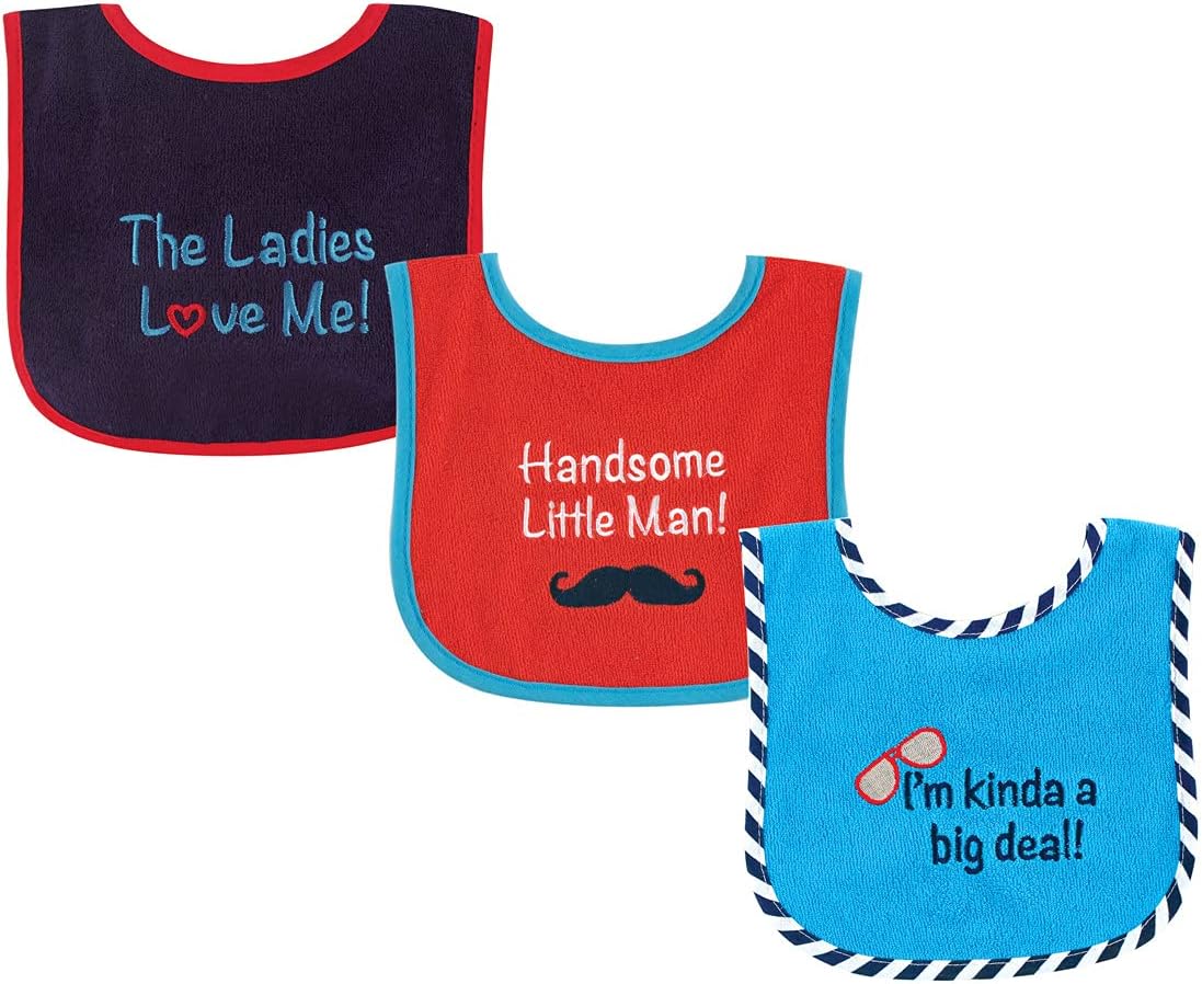 Luvable Friends Baby Cotton Terry Drooler Bibs with PEVA Back, Transportation, One Size