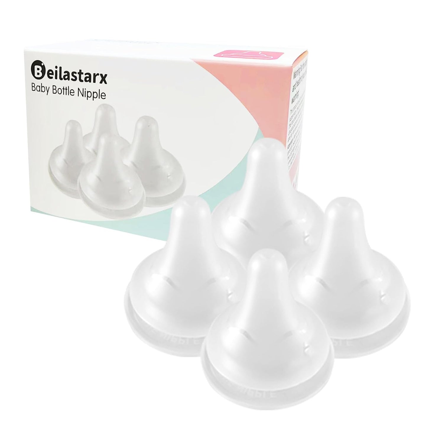 Beilastar-x Nipples for Baby Bottles – 100% Soft Baby Bottle Nipples, Natural Feel Silicone Bottle Nipples, BPA-Free (6M+, L, 4 Counts)
