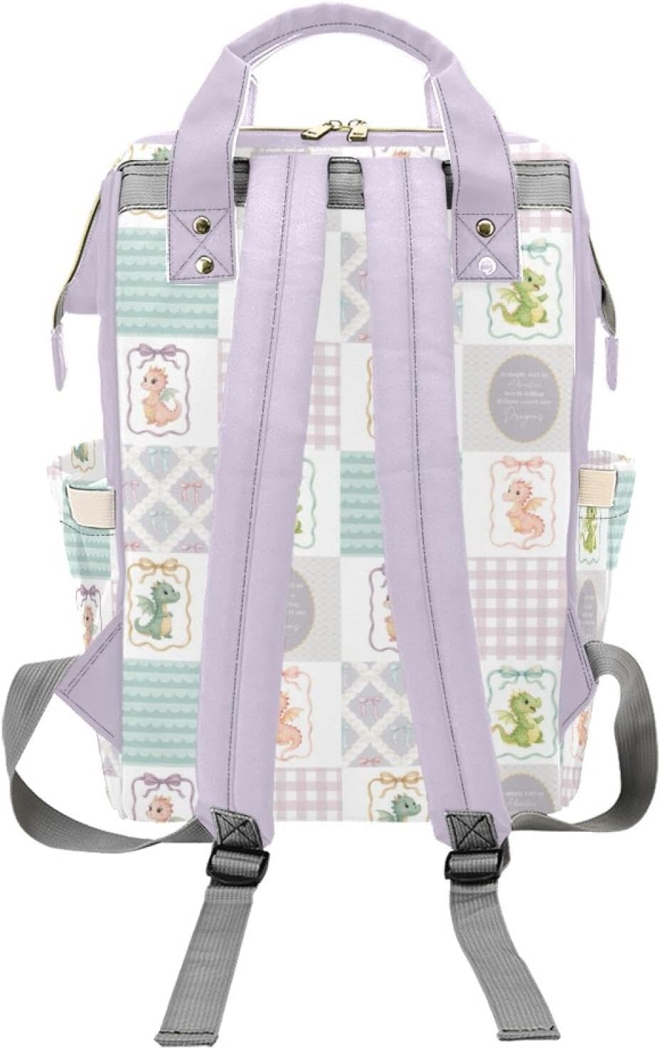 Personalized Cute Dragon Diaper Bag with Name – Custom Baby Bag, Nursing Tote Backpack for Mom, Custom Name Mommy Daypack, Shower Gift for Baby