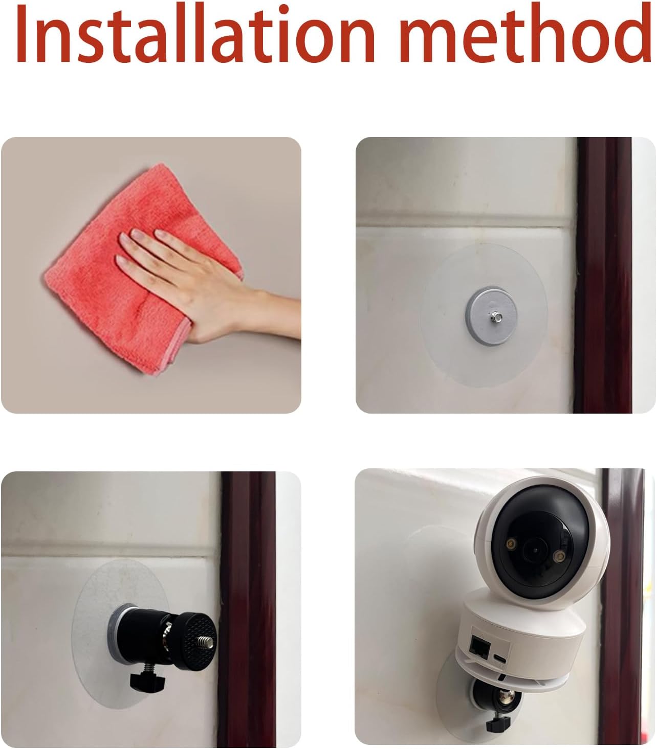 Baby Monitor Wall-Mounted Bracket for Battery-Powered Security Cameras, with Standard 1/4" Threaded Connection, Wall Sticker Installation White (Wall Stickers+Gimbal)