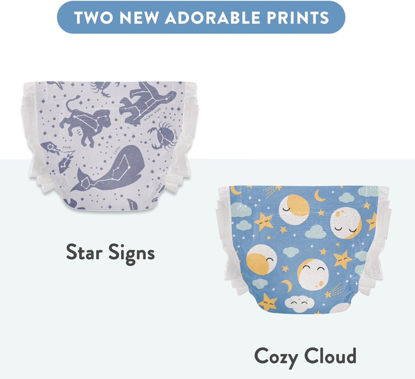 The Honest Company Clean Conscious Overnight Diapers for Sensitive Skin, Hypoallergenic Fragrance-Free Baby Diapers, Cozy Cloud and Star Signs Design, Club Box, Size 6 (35+ lbs), 34 Count